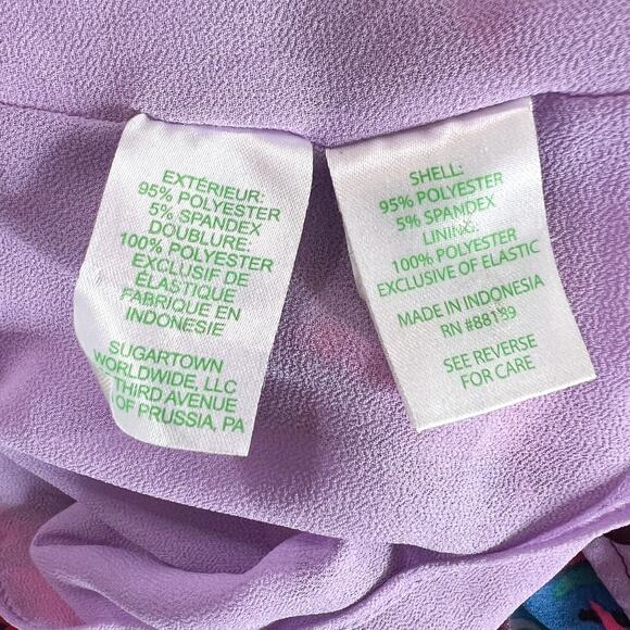 Lilly Pulitzer | Cristiana Pink Brown Floral Ruffle Plus Size Mini Dress 16 - Picture 10 of 11